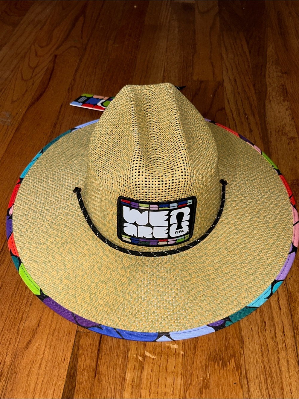 Fifa World Cup Straw Sun Hat - Natural with Multicolor Trim NWT